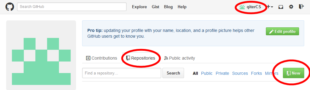 在GitHub中建立一个新的Repositories